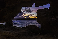 Cave at Mo'omomi Beach at Sunrise